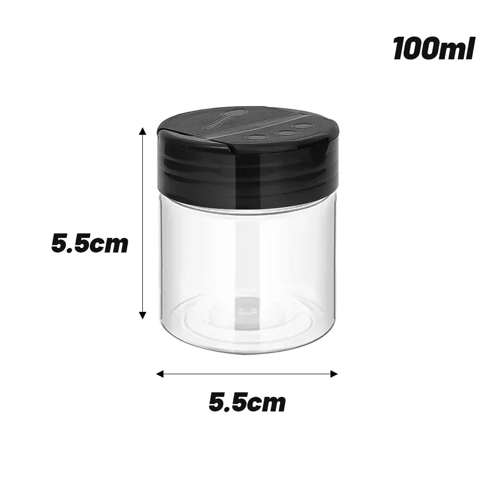 1/12x Plastic Spice Jars with Shaker Lids Transparent Safety Plastic Bottles for Home Kitchen Storing Spices Seasoning 2030