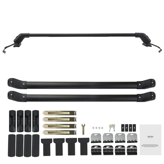 SucceBuy 155 lbs Universal Roof Rack Cross Bars Aluminum Roof Rack Crossbars Adjustable Bare Roof Crossbars with Lock for SUV