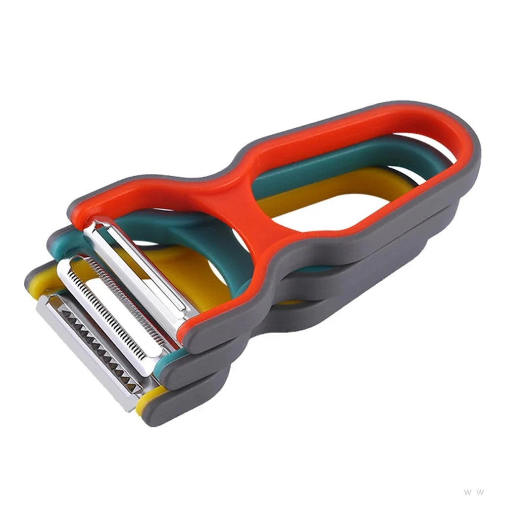 3Pcs Stainless Steel Multi-Function Potato Peeler Fruit Vegetable Chopper Mini Spud Slicer Grater Set Random Color Kitchen Tools