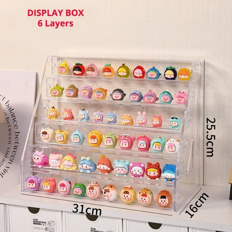 Transparent ABS Blind Box Display Rack Protect Cover for Mini Molly DIY Figure Doll Assemble Storage Box for Collector Cabinet