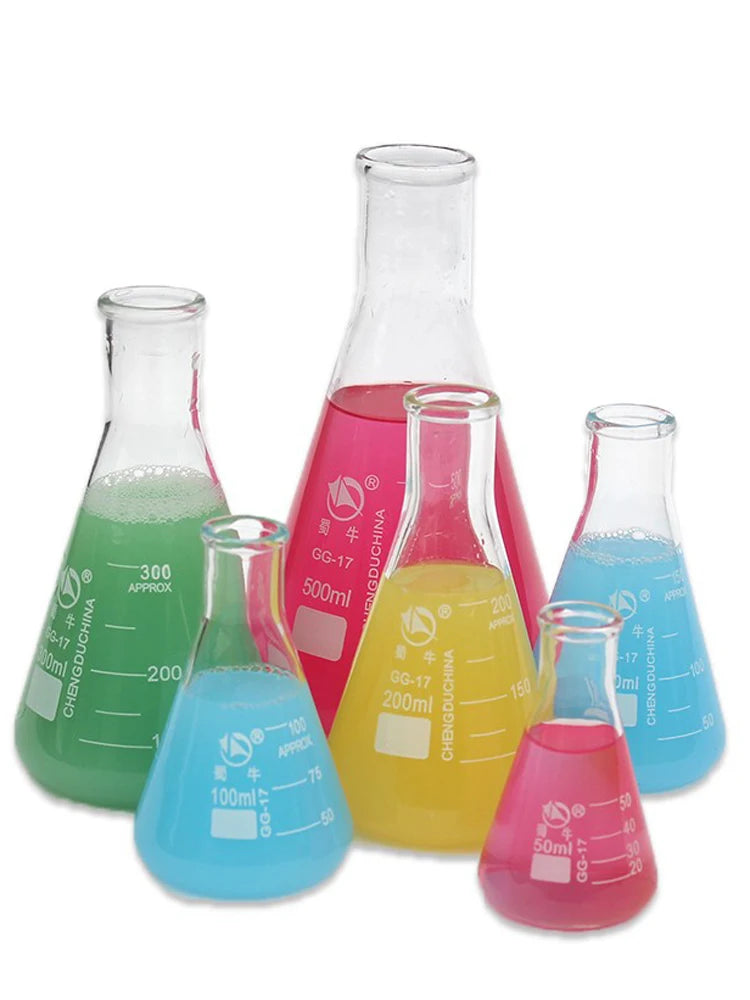 1Pc/lot 50-2000ml Straight small Mouth Glass erlenmeyer flask, conical flask bottle, GlassTriangle Flask for Laboratory