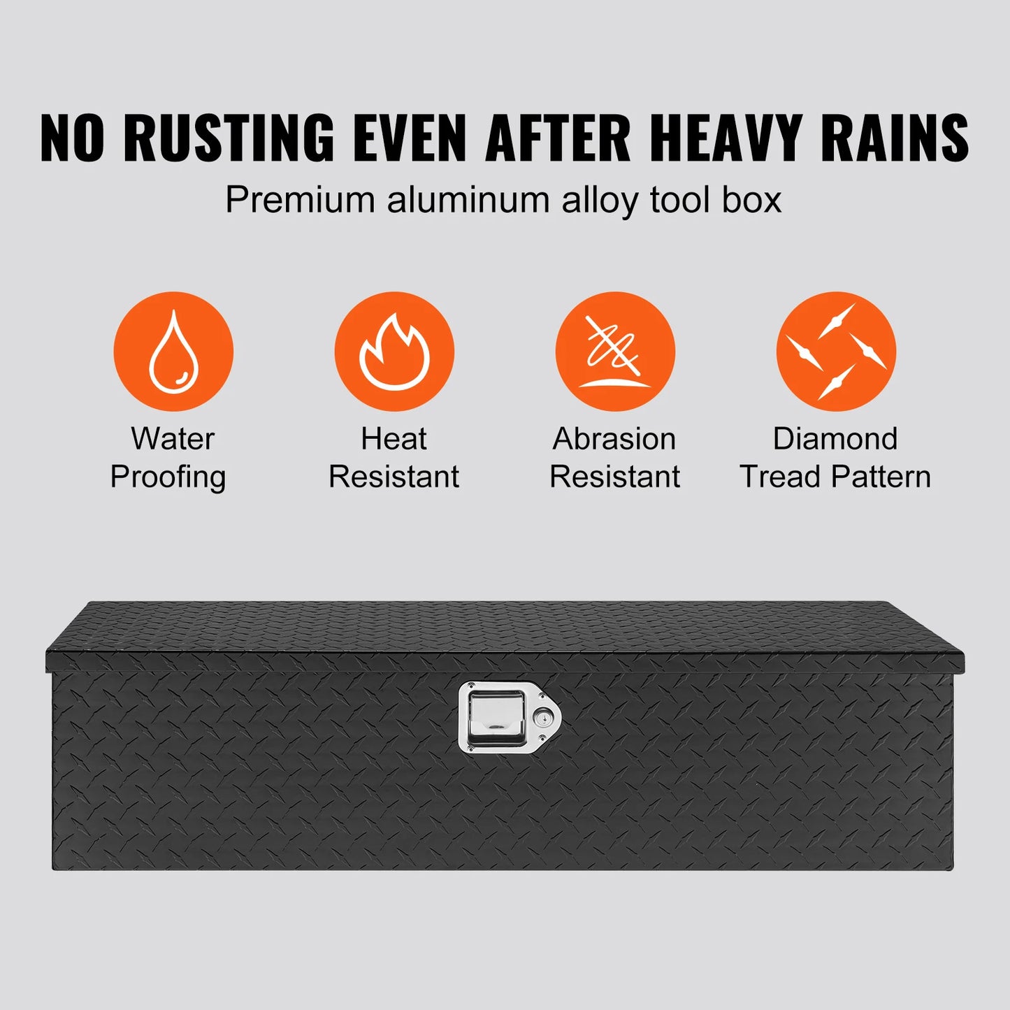 SucceBuy Heavy Duty Aluminum Truck Bed Tool Box Plate Tool Box w/ Side Handle Lock Keys Storage Tool Box for Pickup Truck Bed
