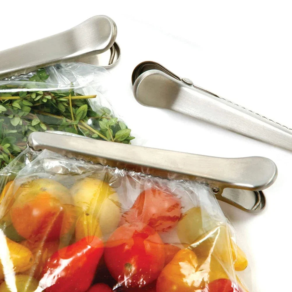 4Pcs Stainless Steel Clips Sealing Clamp Food Bag Seal Heavy Duty Metal Snack Sealer Tight Clamps Home Supplies Kitchen Pouch