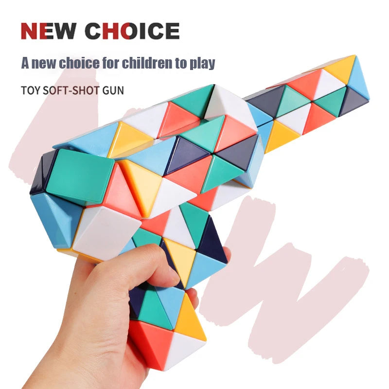 24-72 Segments Magic Rule Snake Multi-color 3D Puzzle Fidget Toys Decompression Transformable Cubes Educational Toys