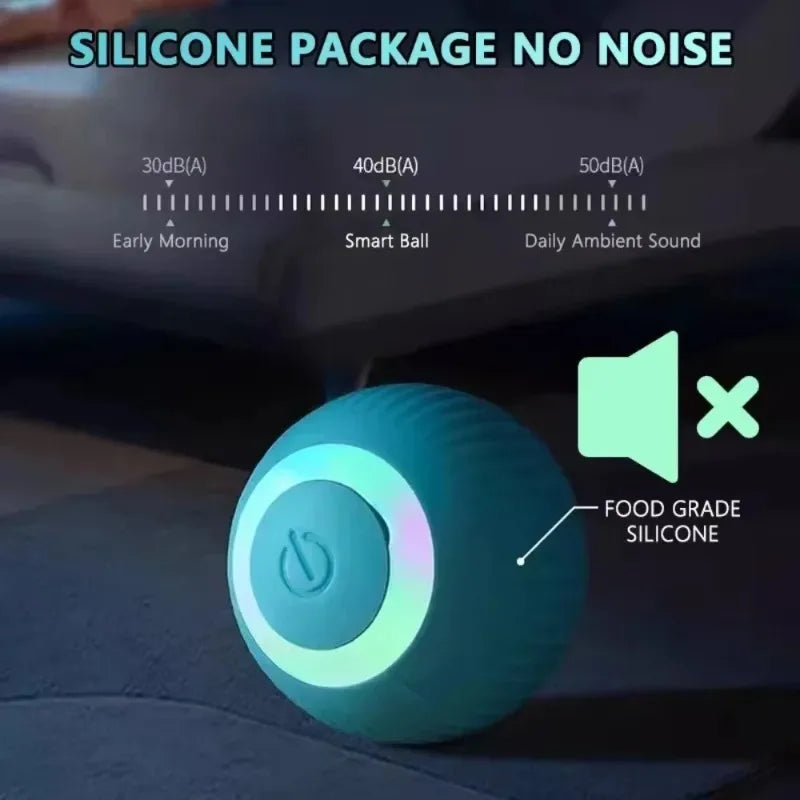 USB Rechargeable Smart Cat Ball Toy Automatic Obstacle Avoid Rolling LED Light Interactive Kitten Self Play Pet Toys