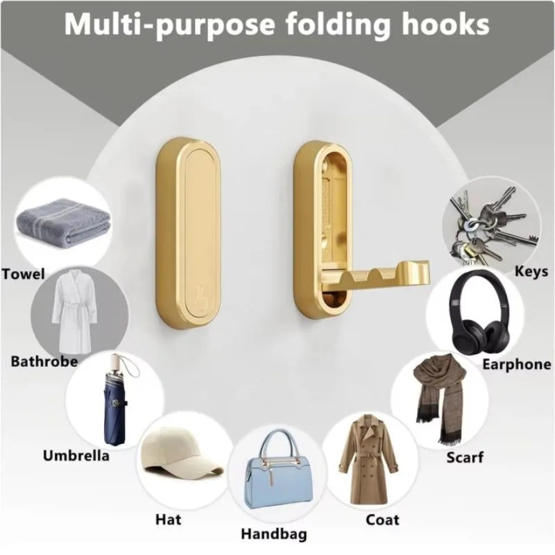 Folding Wall Hooks Towel Coat Hook Stainless Hook for Home and Decoration Kitchen Bathroom Matte Towel Hanger Storage Organizer