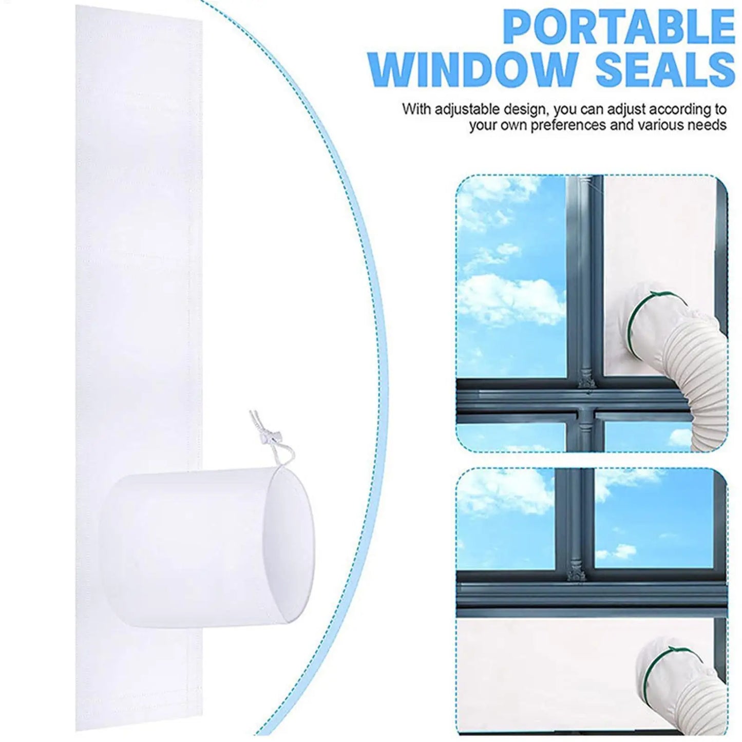Portable Air Conditioner Window Seals Hot Air Stop Universal Mobile Air Conditioner Outlet Window Sealing Kit Flexible Cloth