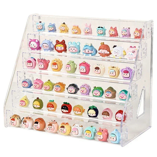 Transparent ABS Blind Box Display Rack Protect Cover for Mini Molly DIY Figure Doll Assemble Storage Box for Collector Cabinet