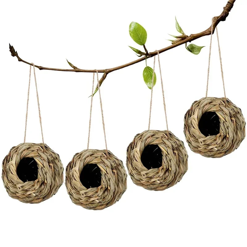 Birds Nest Bird Cage Grass Egg Cage Bird House Outdoor Decorative Weaved Hanging Parrot Nest Houses Pet Bedroom