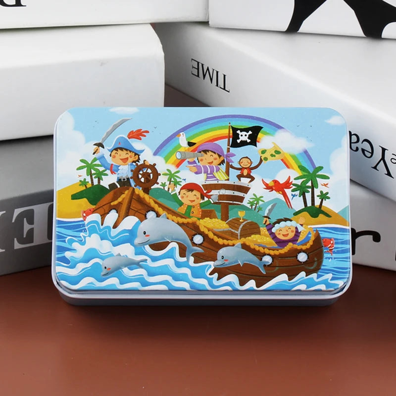 New Children 60 Pieces Wooden Puzzle Kids Cartoon Animal Vehicle Wood Toy Jigsaw Baby Early Educational For Christmas Gift Toys