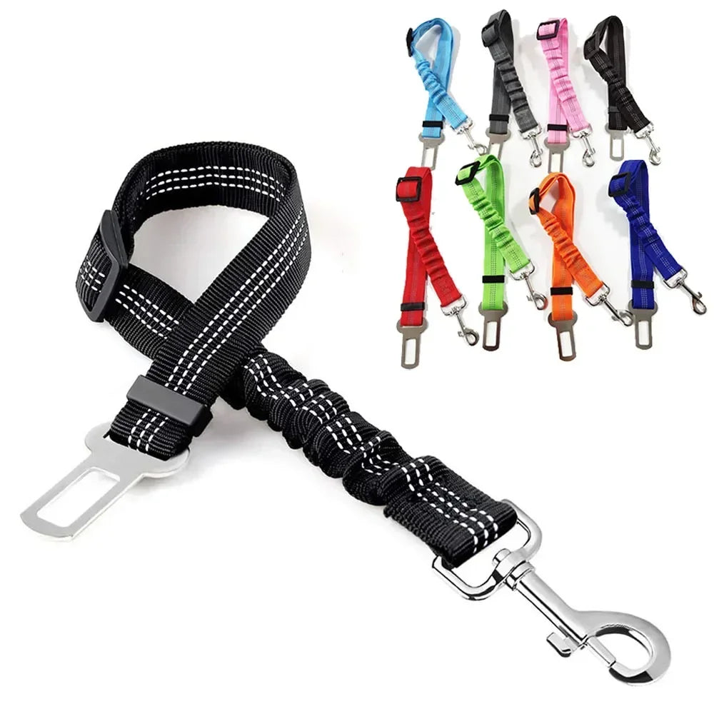 Dog Leash Harness Dogs Dog Accessories Supplies Pet Dog Car Seat Belt Retractable Buffer Elastic Reflective Safety Traction Rope