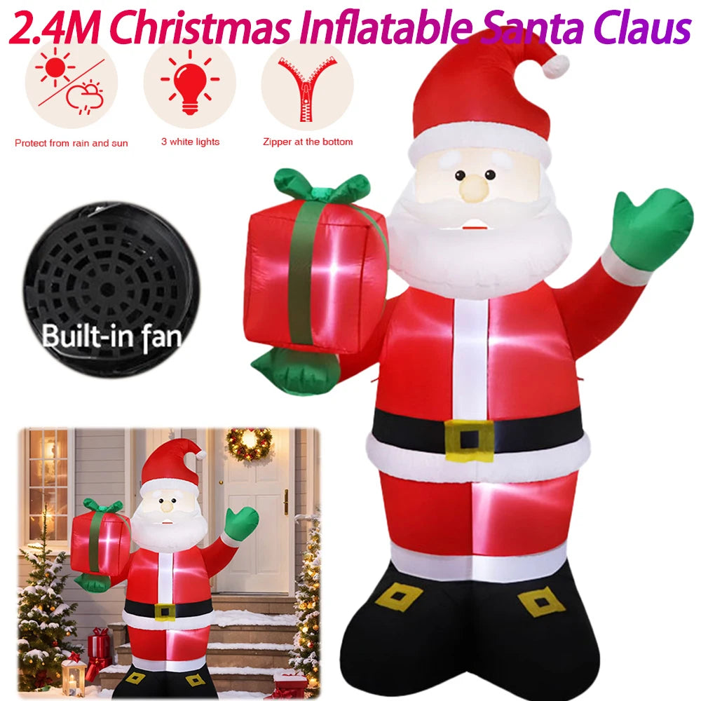 2.4M Blow Up Santa Claus Weatherproof Airblow Inflatable Santa Claus Inflatable Xmas Santa Claus for Yard Garden Lawn Home Party