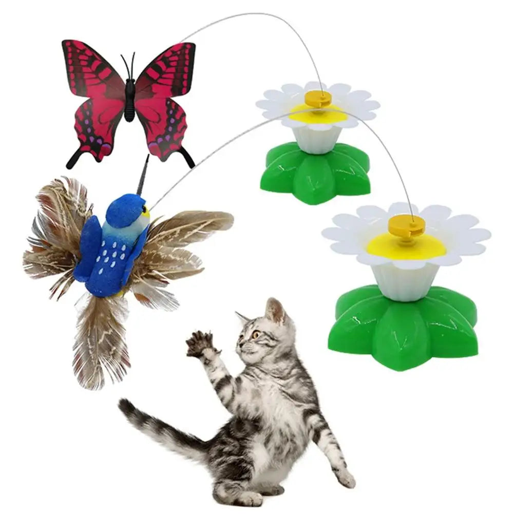 Random Color Rotating Electric Butterfly, Hummingbird Pet Product Rotating Around Flowers To Cats And Butterflies Pet Toys