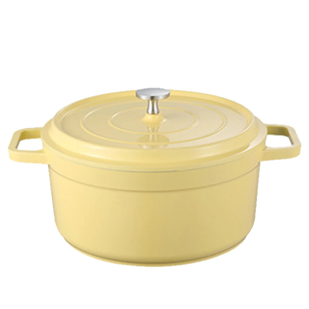 Enameled Cast Aluminum Dutch Oven with Lid Non-Stick Heavy Duty Stock Pot Home Kitchen Enamel Stock Pot Multifunctional Cookware