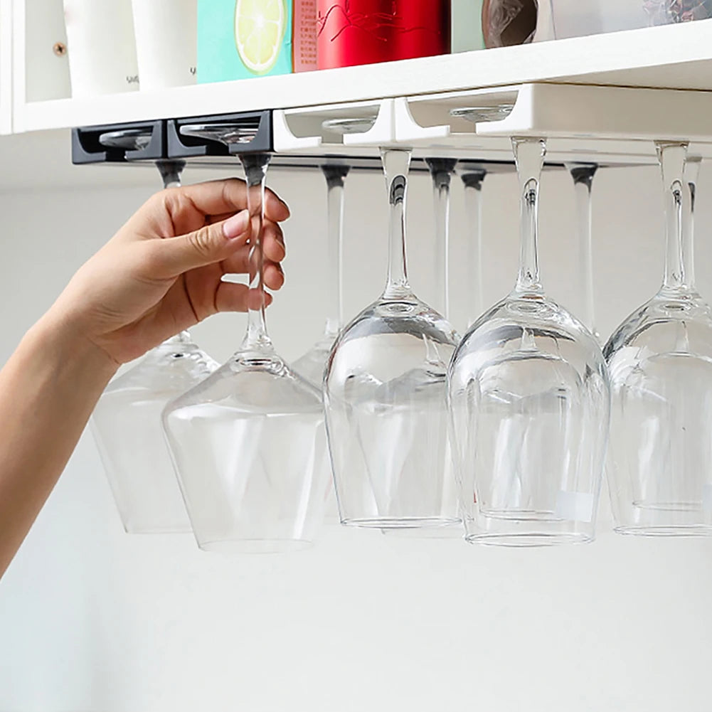 Wine Glass Holder Punch Free Plastic Stemware Rack Wine Glass Hanger for Kitchen Bar Restaurant