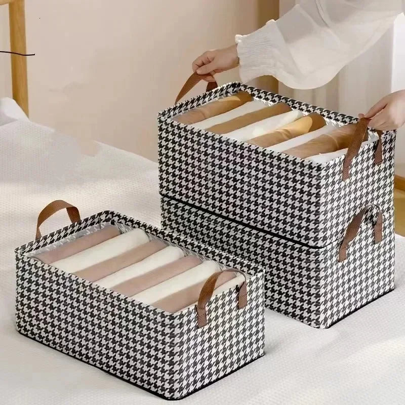 Extra Large Fabric Storage Bins Metal Frame Rectangle Clothes Pant Organizer Baskets Closet Storage with Carrying Handles