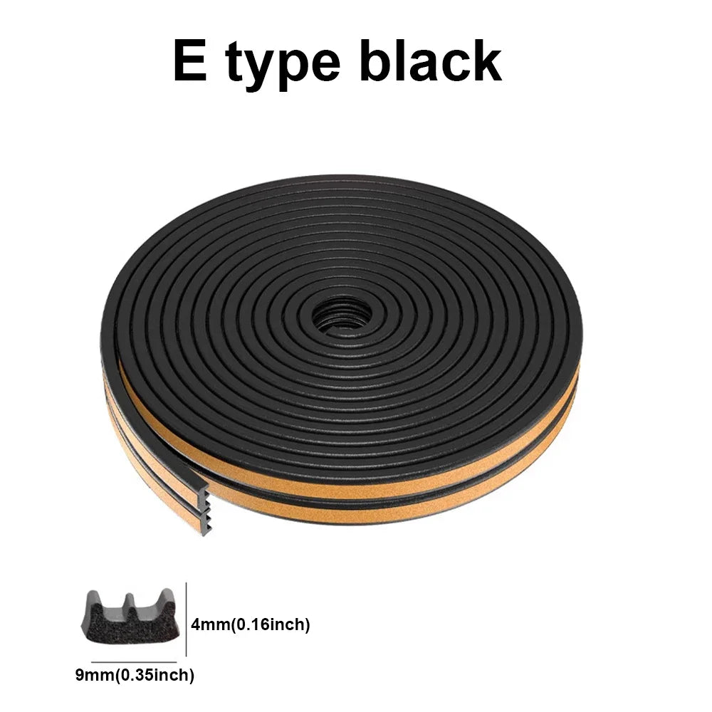 5m/10m DIEP Shape Door Seal Strip Self-adhesive Window WeatherStripping Insulation Noise Rubber Sealing Strip Draft Stopper Tape