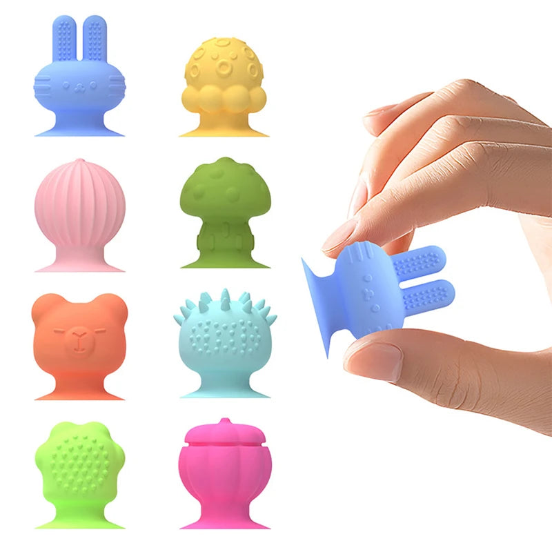 Baby Sucker Bath Toys for Kids Boys Girls Animal Shaped Suction Toys Parent-Child Interactive Game Window Travel Building Blocks