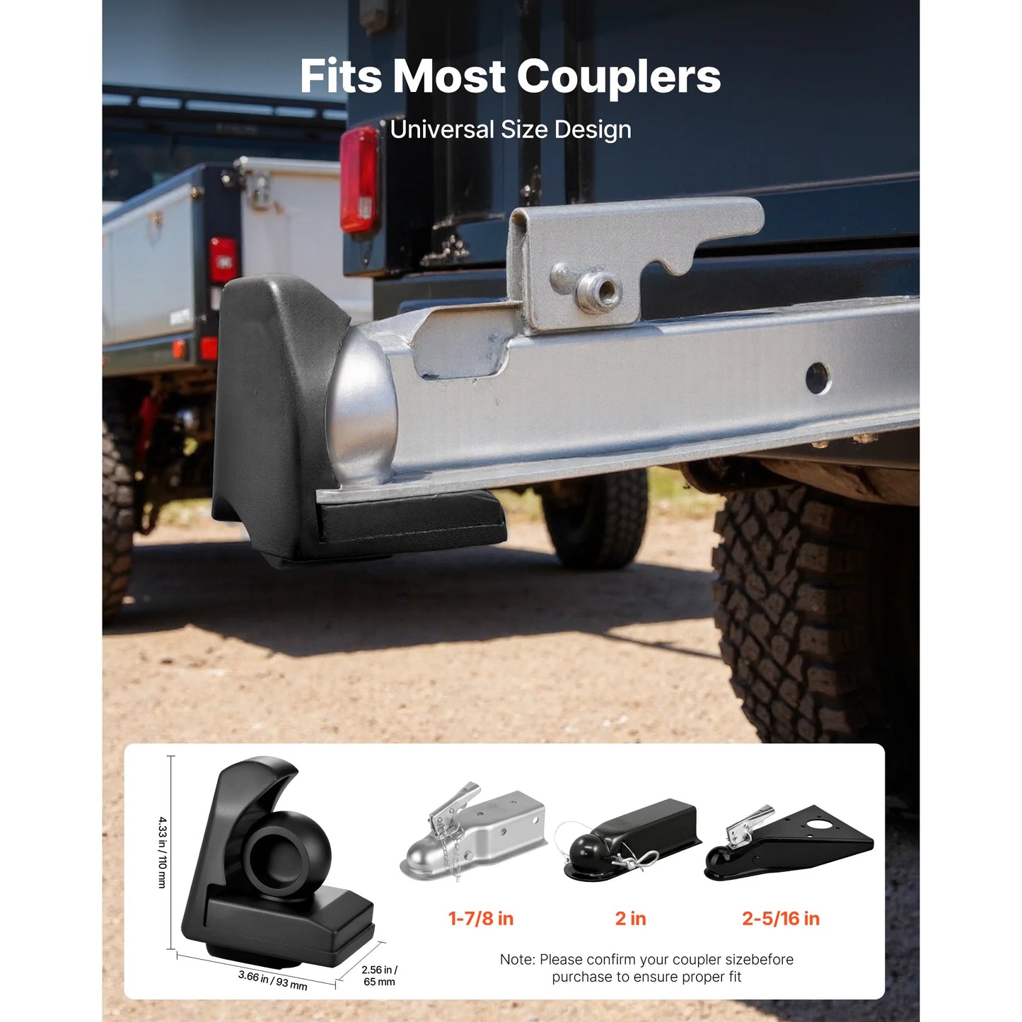 SucceBuy Trailer Hitch Lock Fits 1-7/8in 2in 2-5/16in Couplers Anti-Theft Trailer Ball Lock with 3 Keys for RVs Boats Trailers