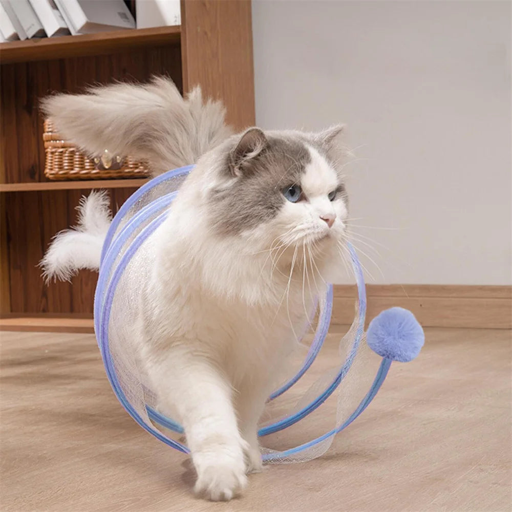3PCS Cat Tunnel Collapsible Toy Feather Funny Exercise Indoor Ball Mouse Feather Toy