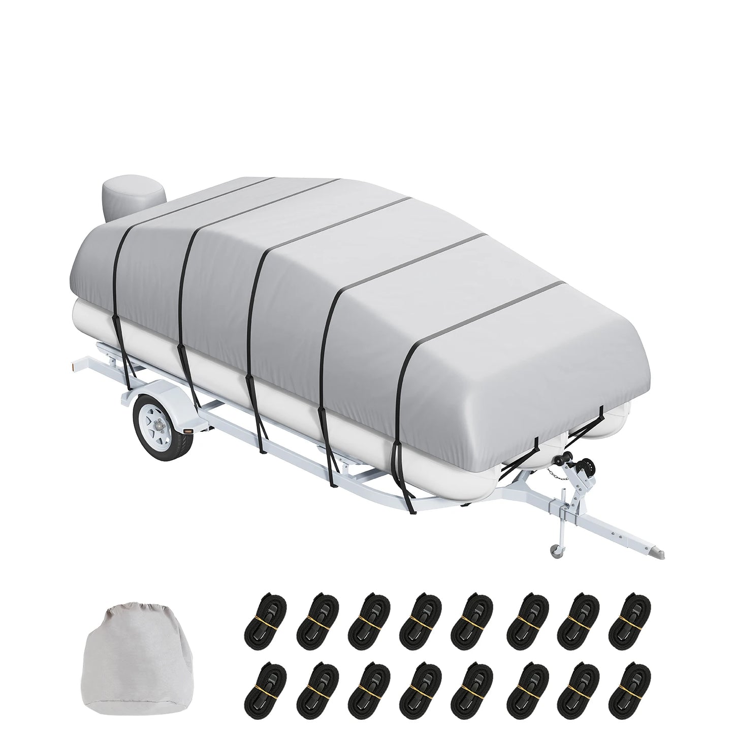 VEVOR Pontoon Boat Cover 19'-20' Waterproof Trailerable Pontoon Cover 800D Marine Grade PU Oxford Fabric with Motor Cover Grey
