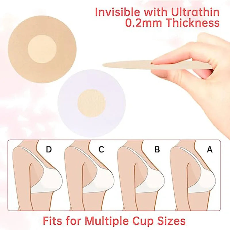 Women Nipple Sticker Disposable Invisible Chest Sticker Non-woven Bra Breast Patch Bra-less Pasties Pad Nipple Cover Stickers