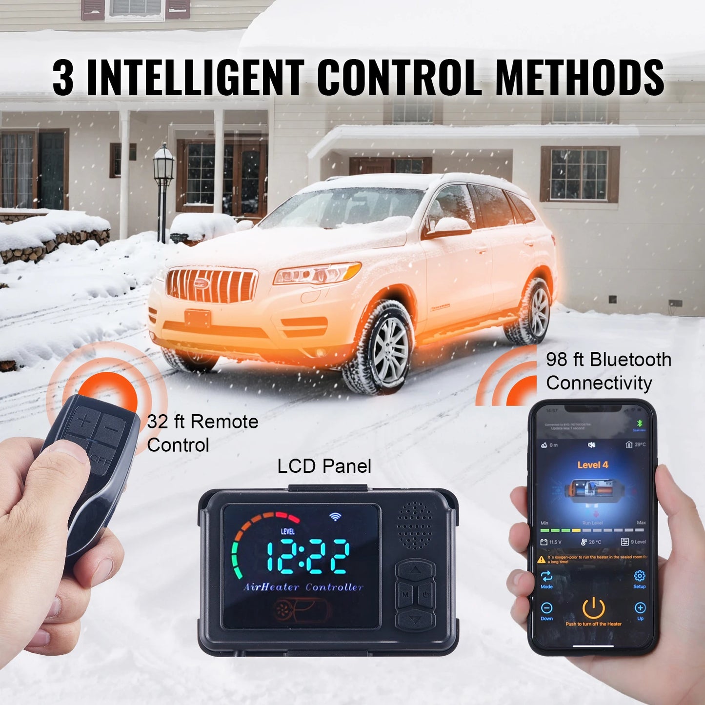 SucceBuy 5/8KW Diesel Air Heater 12V All in One Car Heater with Silence Remote Control for Truck Boat RV Parking Diesel Heater