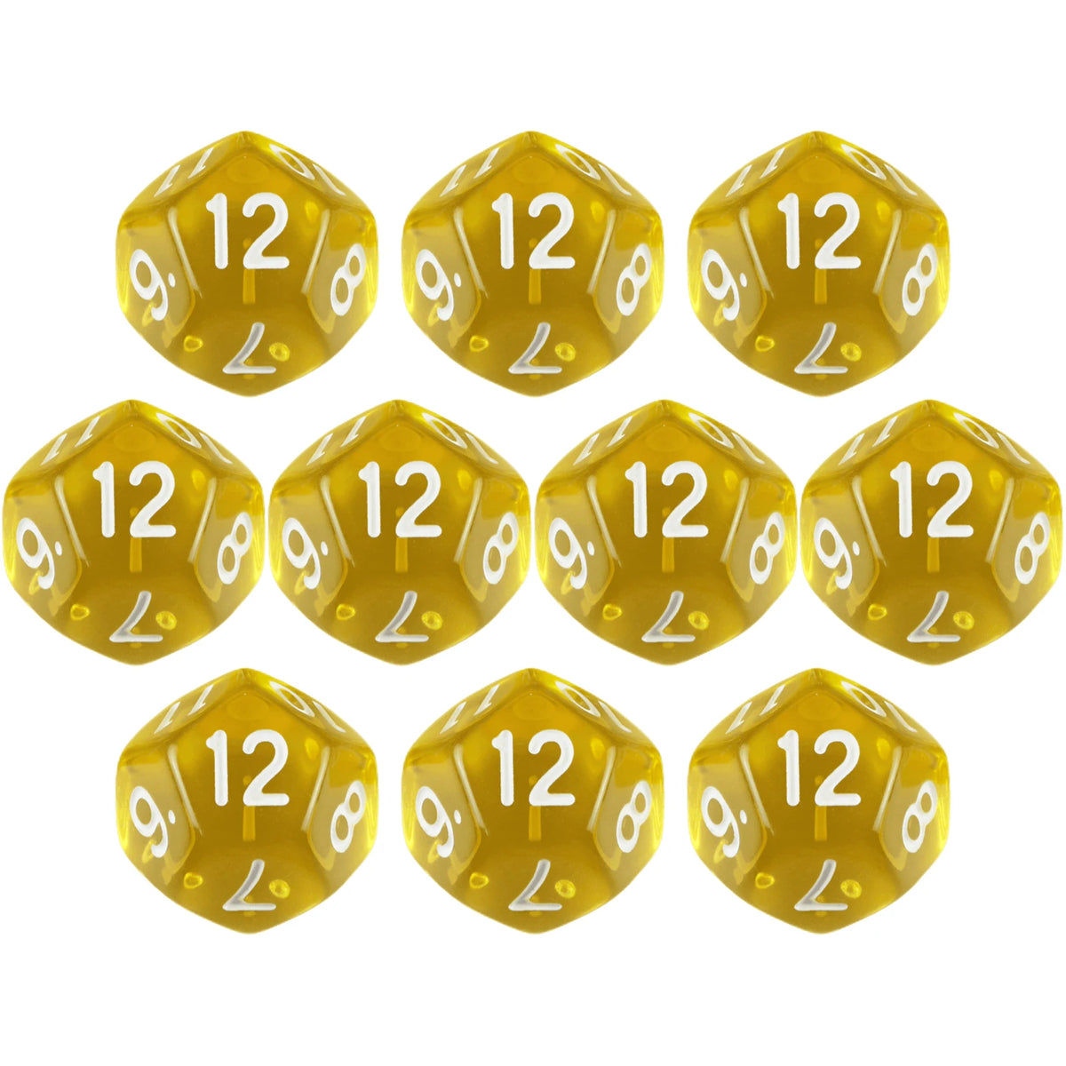 10pcs/set Polyhedral 12 Sided Dice Transparent D12 Dice for DND TRPG Table Game Entertainment Supplies