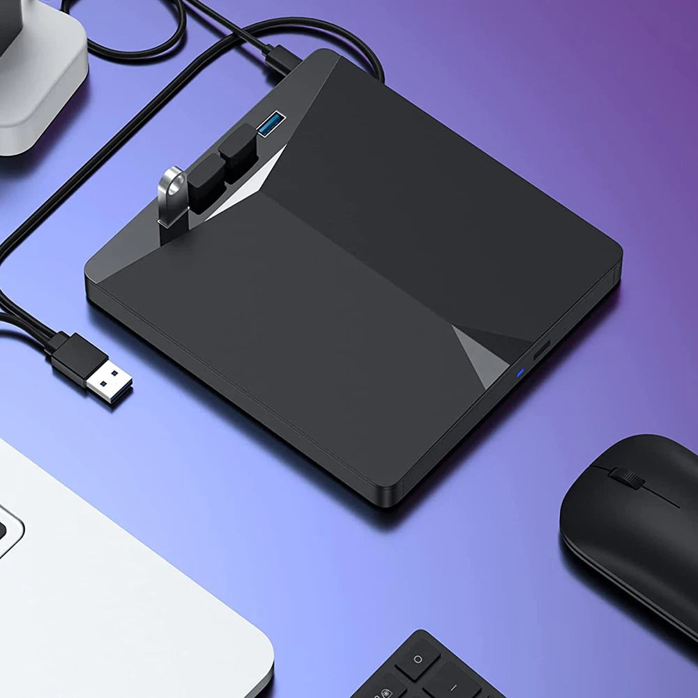 7-in-1 USB 3.0 TypeC External CD DVD RW Optical Drive Plug-and-Play Slim for Windows 11/10/8/7/Linux/ OS