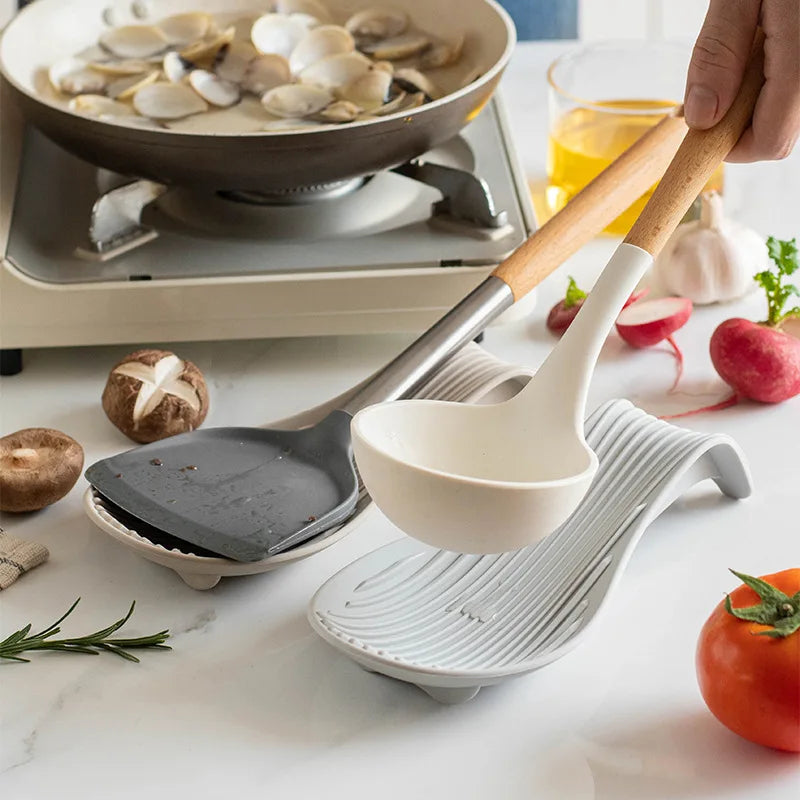 Silicone Kitchenware Tray, Kitchen Spatula, Soup Spoon, Silicone Spoon Holder, Household Thick Insulated Silicone Spoon Pad