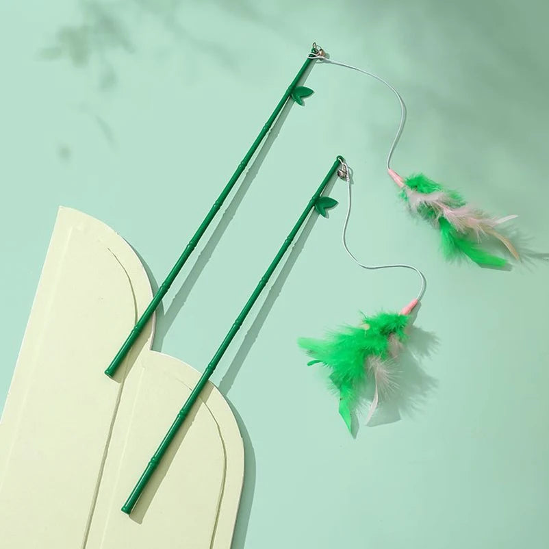 Cats Toys Feathers Wand Interactive Toy Kitten Toys with Super Suction Cup Detachable 2 PCS Feather Replacements Cat Accesorios