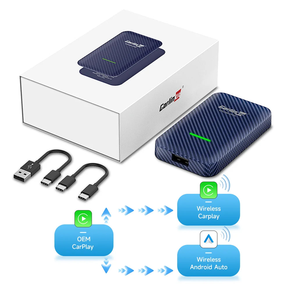 2025 CarlinKit 5.0 2air Wireless Android Auto Box Portable CarPlay Wireless Dongle For Car Radio with Wired CarPlay/Android Auto