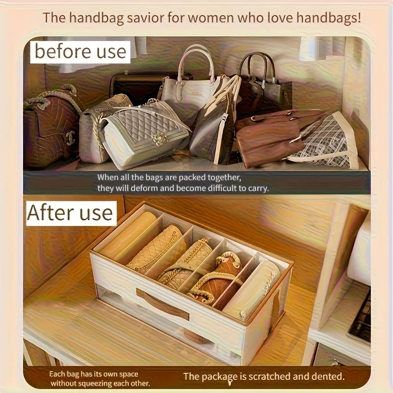 Large Capacity Handbag Organizer Box Multi-purpose Open Top Storage Box Wardrobe Clothes Pants Storage Bins With Dividers