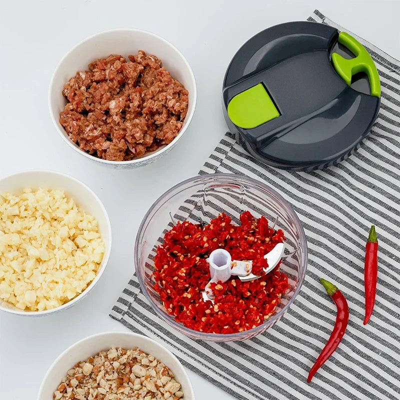 520ML/900ML Manual Food Processor Vegetable Chopper Portable Hand Pull String Garlic Mincer Onion Cutter for Veggies Fruits