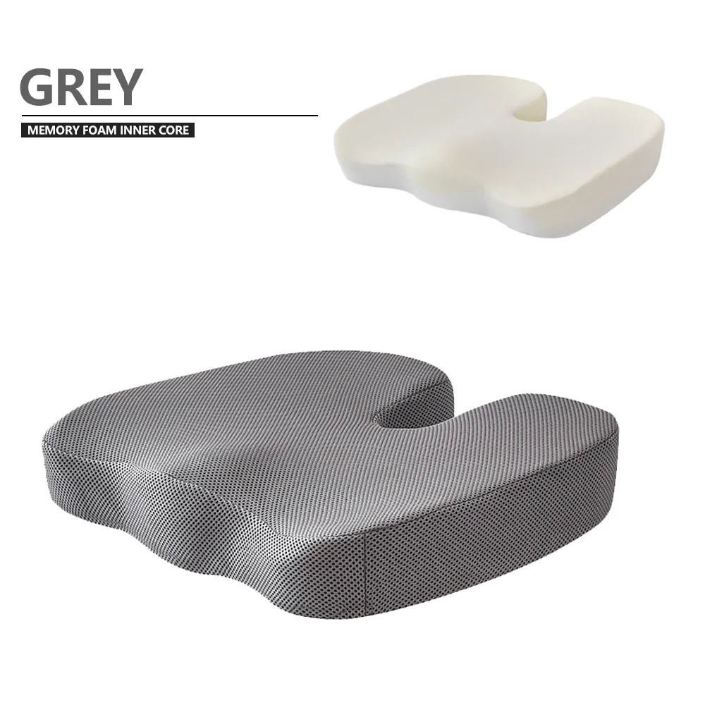 1-2pcs Orthopaedic Memory Foam Seat Cushion Support Back Pain Chair Pillow Car Coccyx