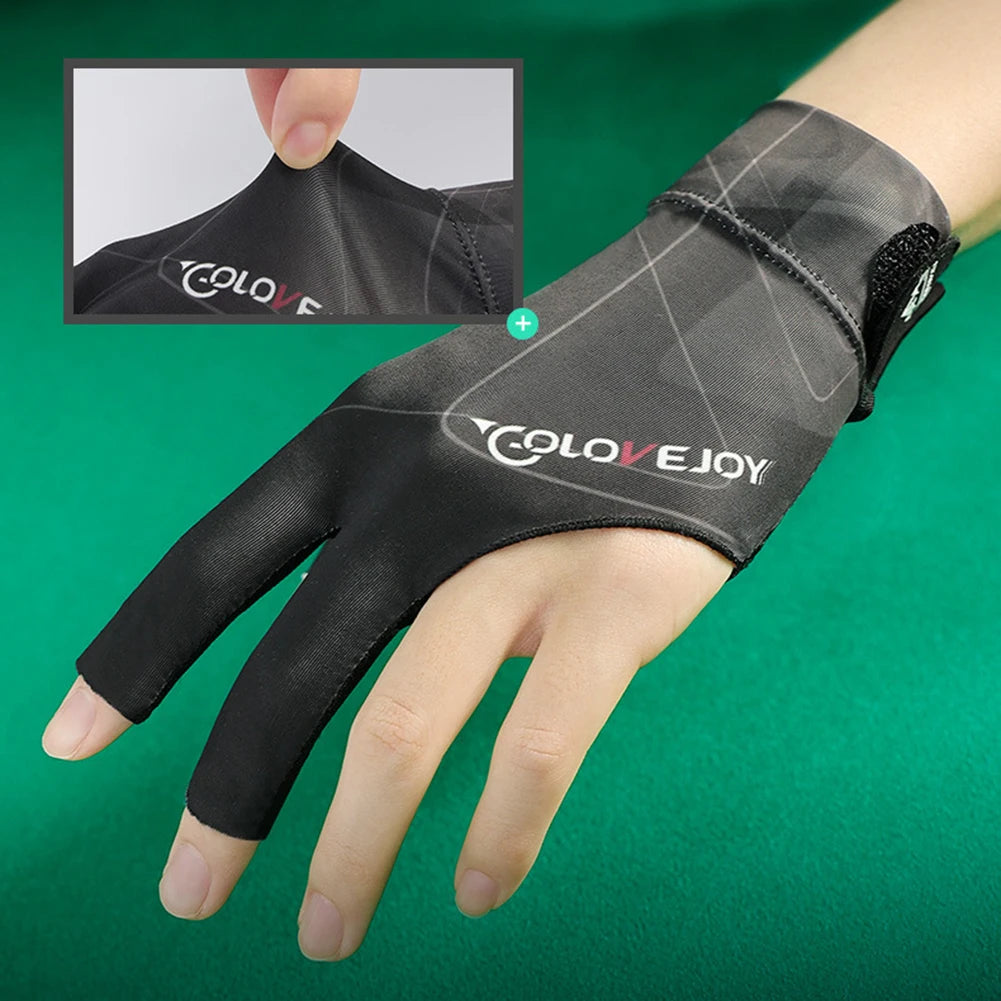 Open Finger Billiard Gloves Breathable Polyester Snooker Sport Glove Adjustable Sticker Smooth Soft Lightweight Amateur Training