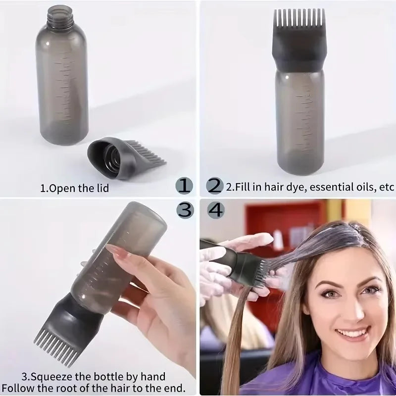 3Pcs Scalp Hair Oil Applicator Set Hair Growth Serum Bottle Shampoo Brush Scalp Massager Comb Hair Care Tools