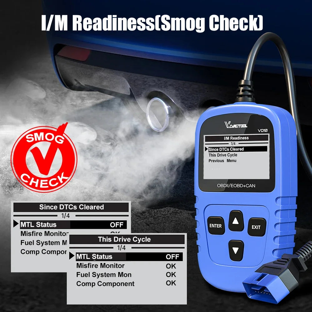 VDIAGTOOL VD10 OBD2 Scanner Car Diagnostic Tool OBD2 Code Reader Engine DTC Lookup Clear Error Full OBD2 Automotive scanner