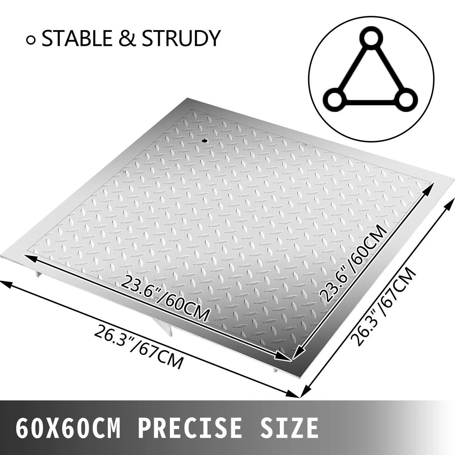 Succebuy 23.6" Recessed Manhole Cover ,Galvanized Steel Drain Cover ,Sealed Square Steel Man Hole Lid Inspection Access for Boat