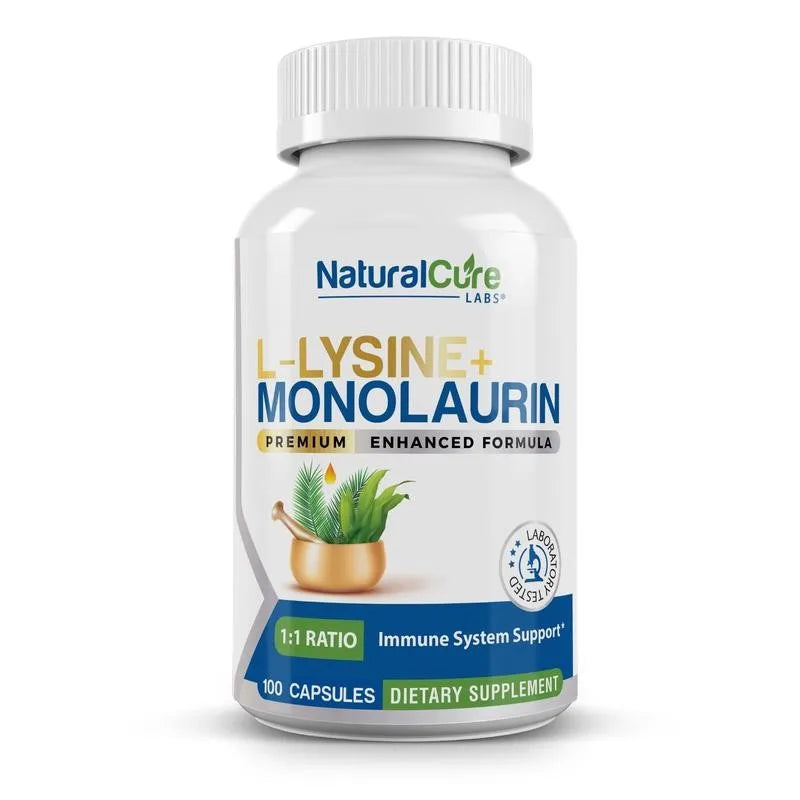 L-Lysine + Monolaurin Capsules – 1:1 Ratio Immune & Digestive Support, Boosts Metabolism and Energy Production, Skin Support