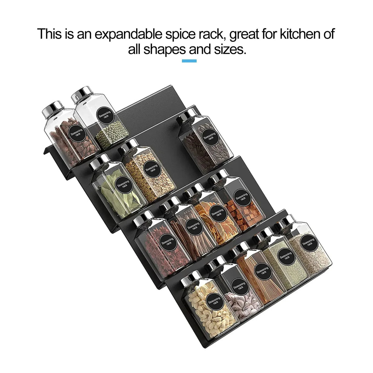 4 Layer Spice Drawer Organizer Adjustable Acrylic Spice Jars Rack Tray Expandable Seasoning Organizer Cabinet Kitchen Shelves