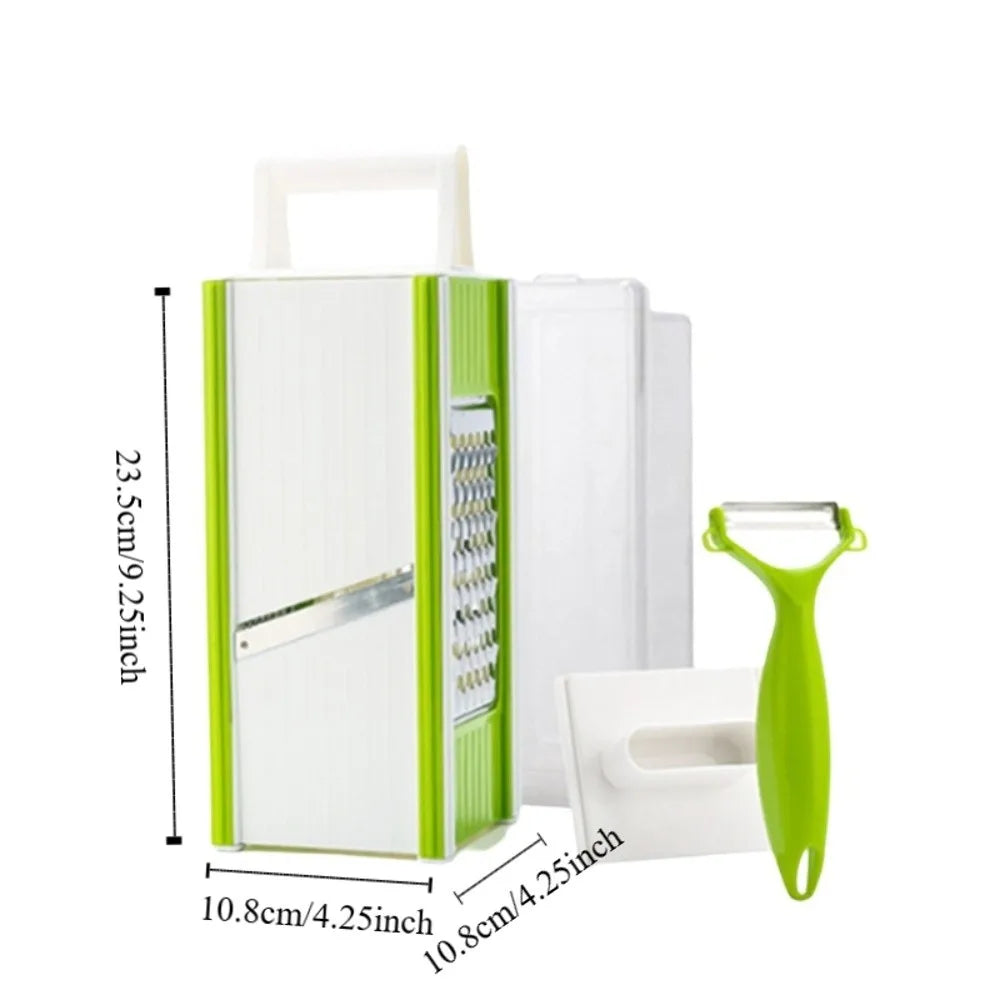 Multi-functional 5 in 1 Vegetable Chopper Manual with Container Potato Slicer Stainless Steel Sharp Carrot Cutter Restaurant