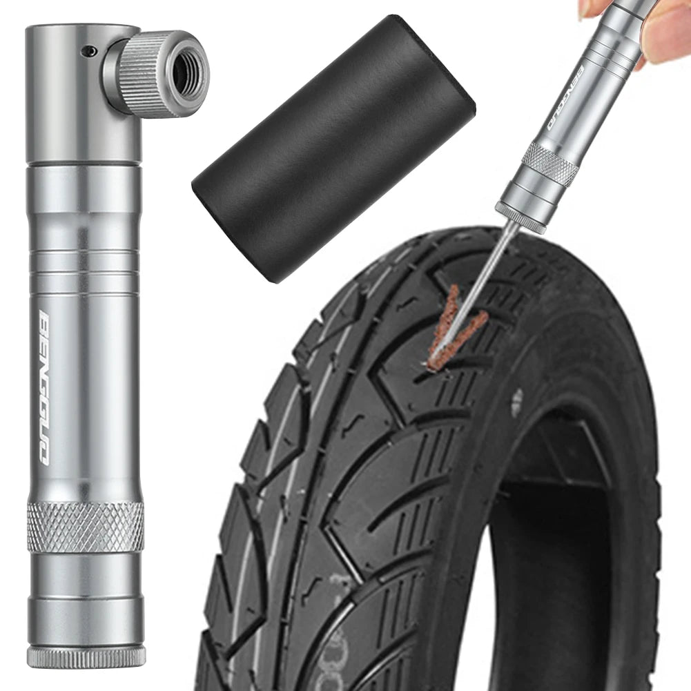 CO2 Bicycle Pump with Tubeless Tire Repair Kit Schrader & Presta Valve CO2 Bike Tire Inflator Aluminum Alloy Bicycle Accessories
