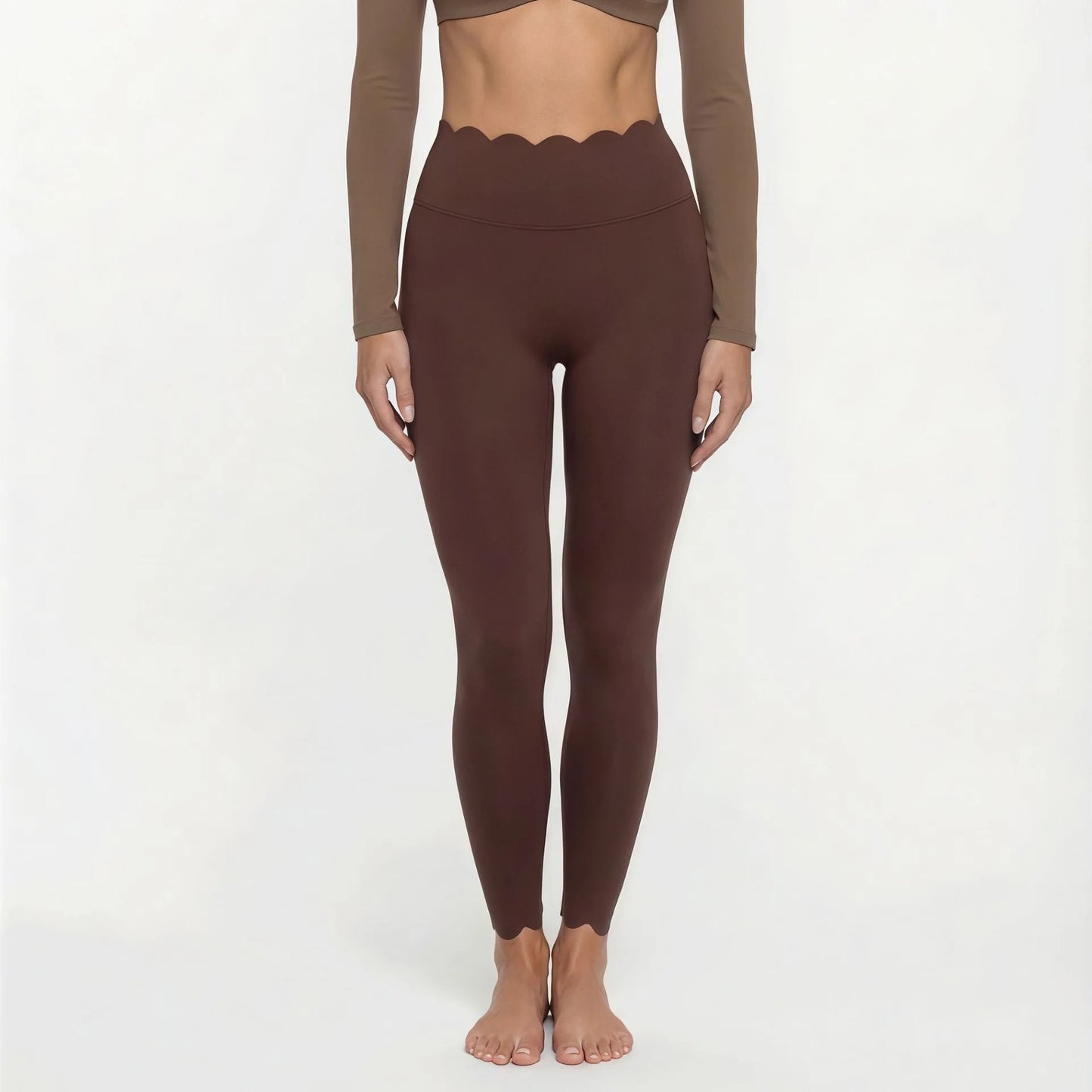 Women's Fake Two-Piece Sports Long Sleeve Halter Neck Pilates Yoga Shirt Slim Fit Fitness Sports Top Leggings Workout Tights