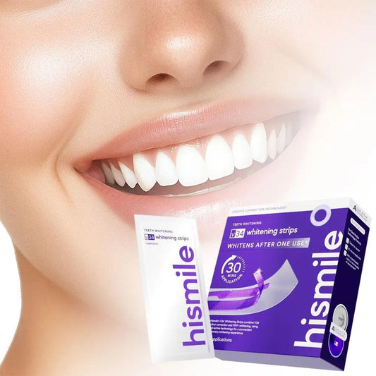 Hismile Teeth Whitening Strips Remove Plaque Stains Brighten Teeth Reduce Sensitivity 30 Mins Quick Dental Oral Care Stickers