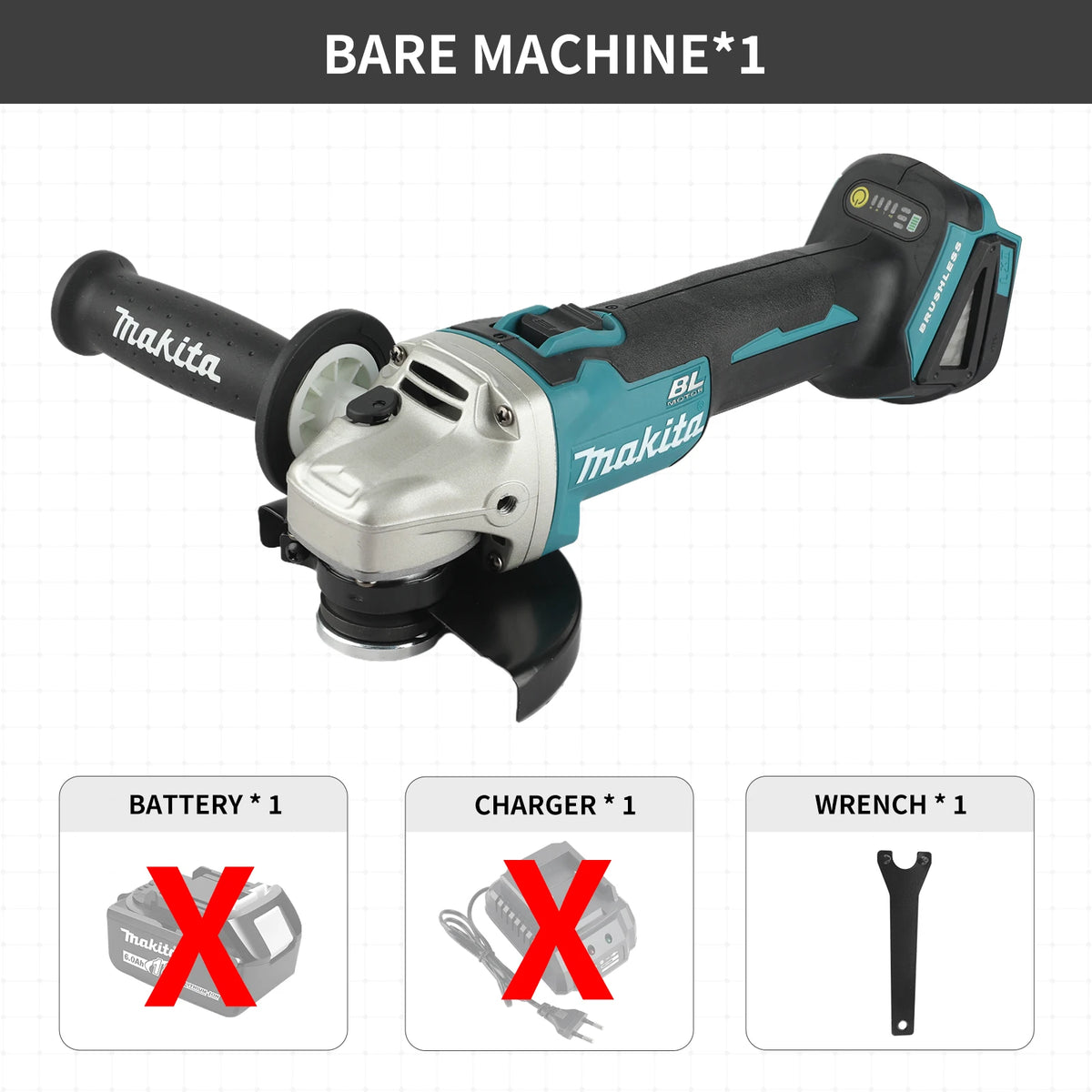 Makita DGA504 Cordless Angle Grinding Tool 125mm Wheel 8500r/min Brushless Drive for Metal Cutting Polishing Jobs
