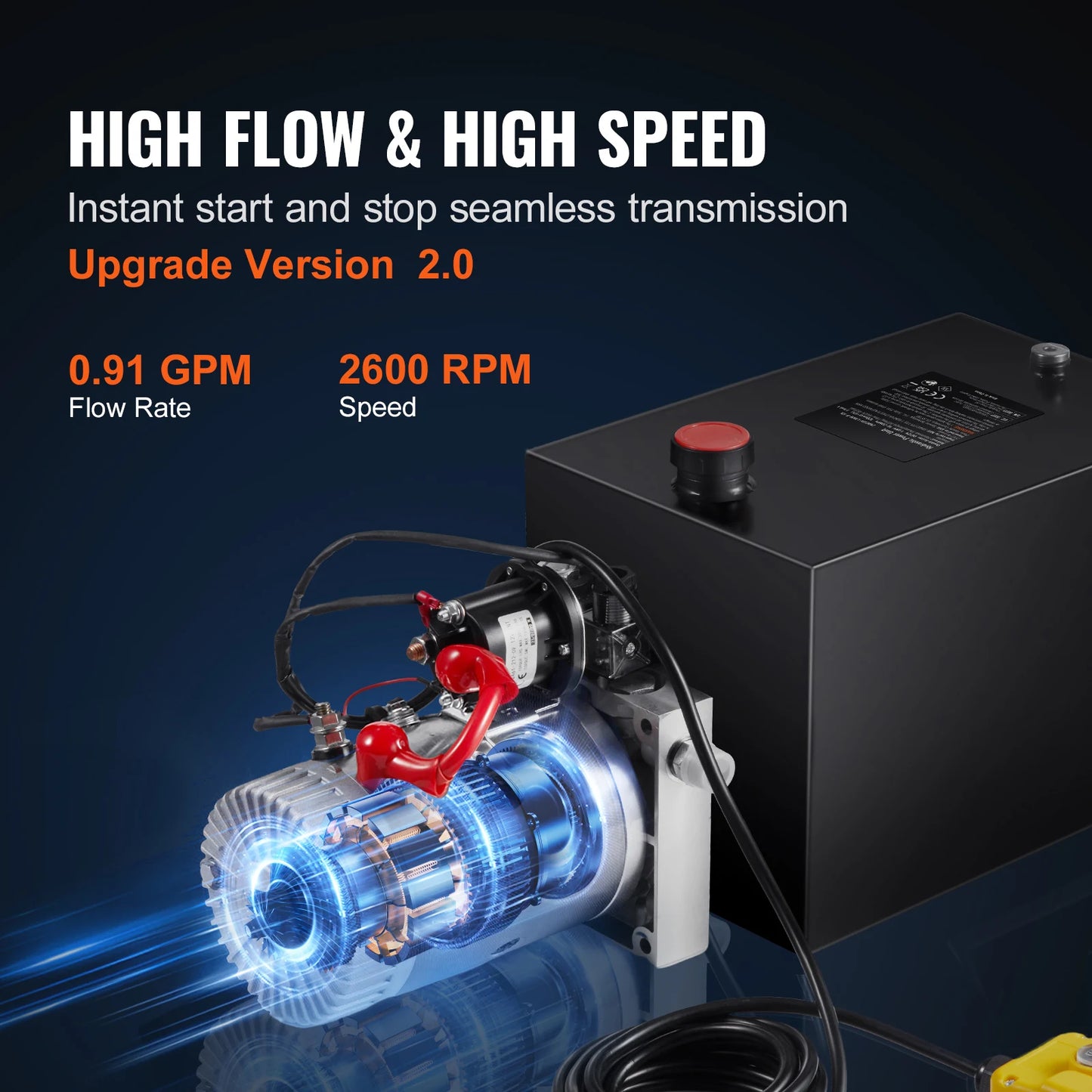 SucceBuy Hydraulic Pump 12 Quart Hydraulic Power Single Acting Dump Trailer Pump 0.91GPM Flow Rate 3200PSI Max Relief Pressure