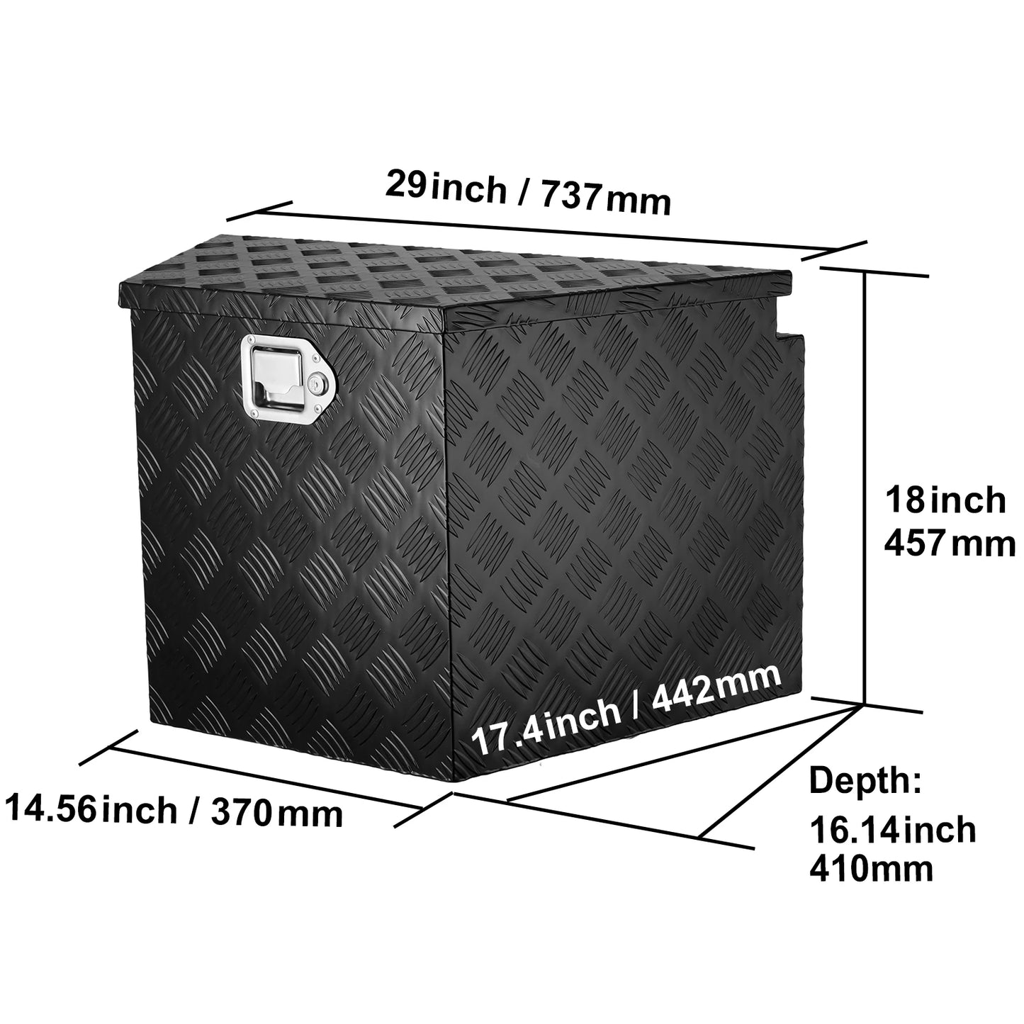 SucceBuy Trailer Tongue Box Aluminum Alloy Box Tool Chest Heavy Duty Trailer Box Utility Trailer Tongue Box for Pickup Truck