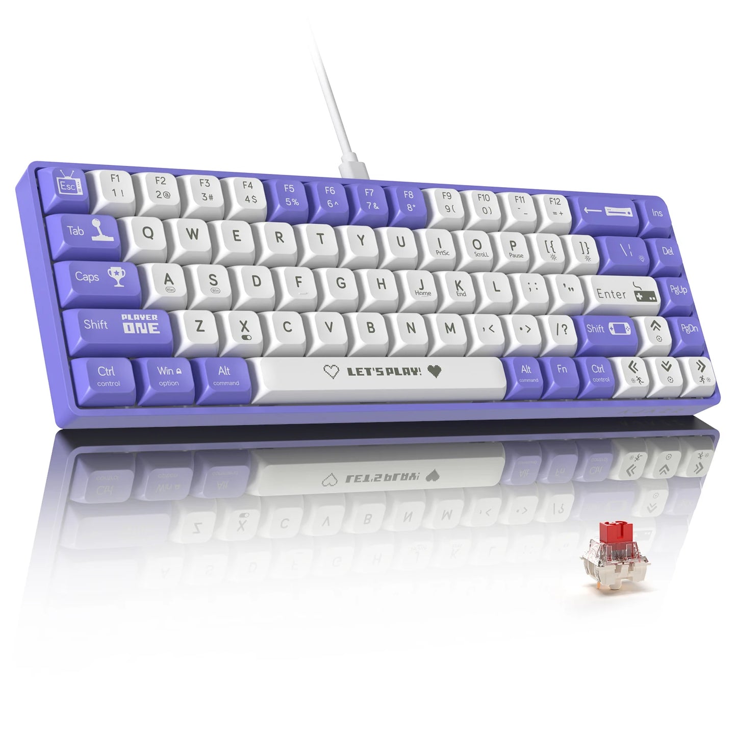 AJAZZ AK680 65% Wired Hotswap Mechanical Keyboard,68-Key Portable Anti-Ghosting Gaming Keyboard,Mixed Rainbow Backlit Programmab