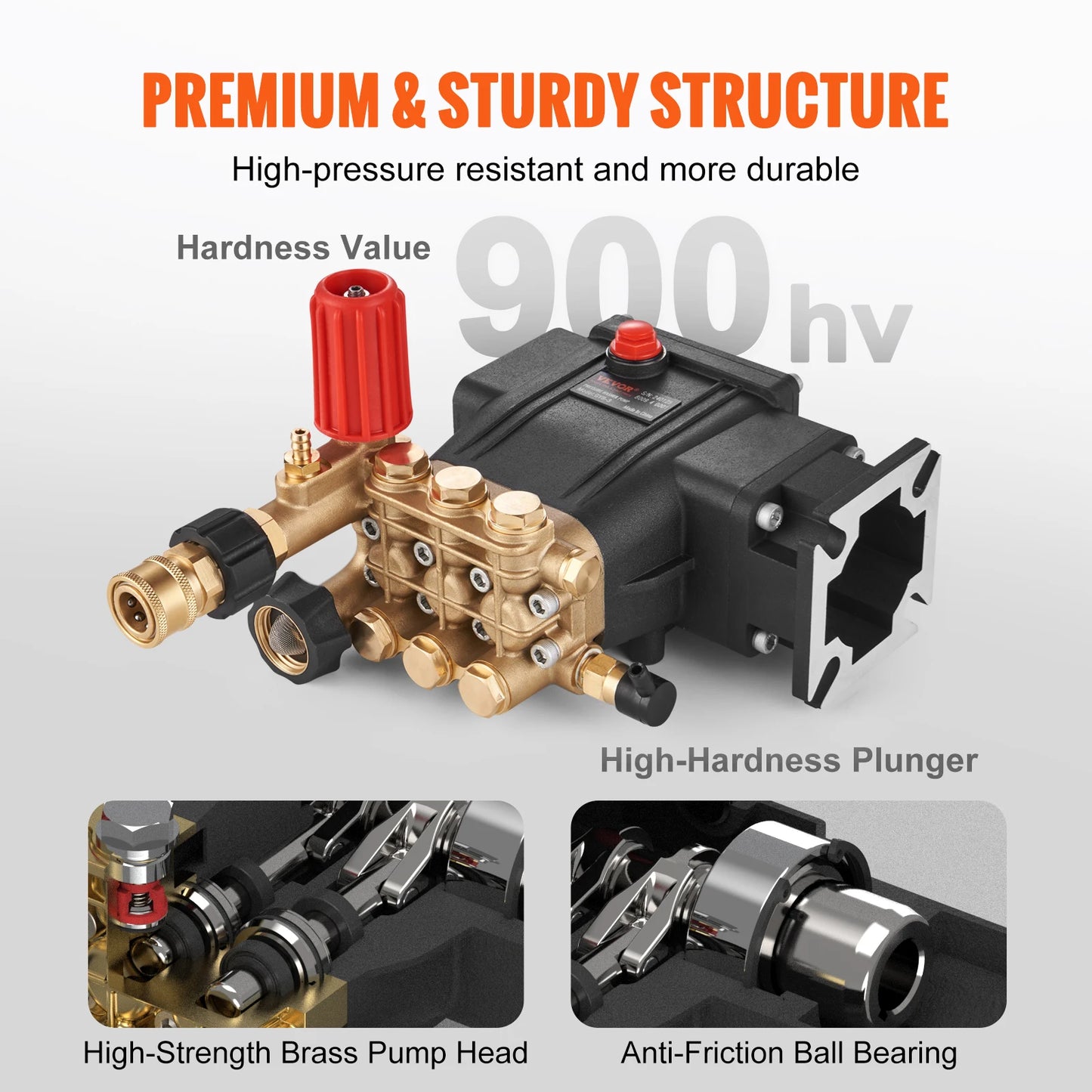 SucceBuy Pressure Washer Pump 3/4GPM Shaft Horizontal Triplex Plunger Replacement Power Washer Pumps Kit Compatible with Simpson